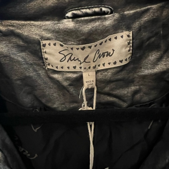 Sheryl Crow moto metallic look faux leather jacket with eagle sz L good conditio - Picture 6 of 13